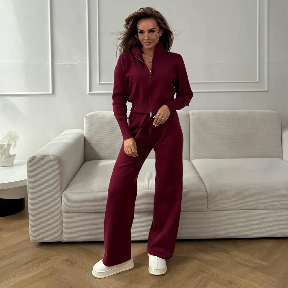 Temperament Commute Zipper Knitting Suit