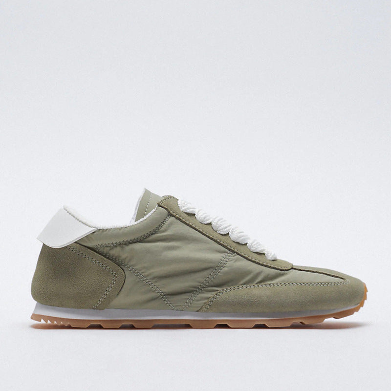 New Dad Shoes Beige Stitching Soft Retro