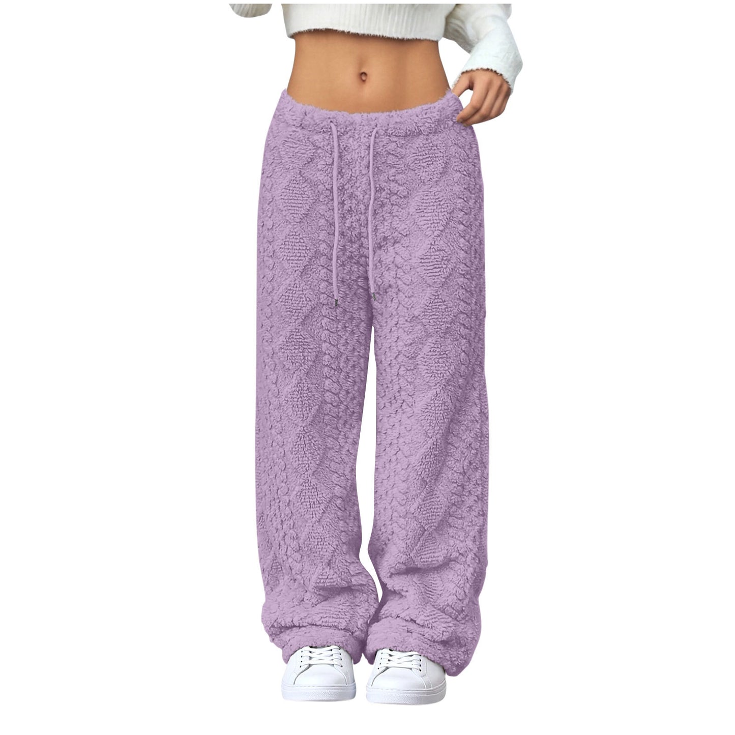Velvet Padded Loose Straight-leg Trousers