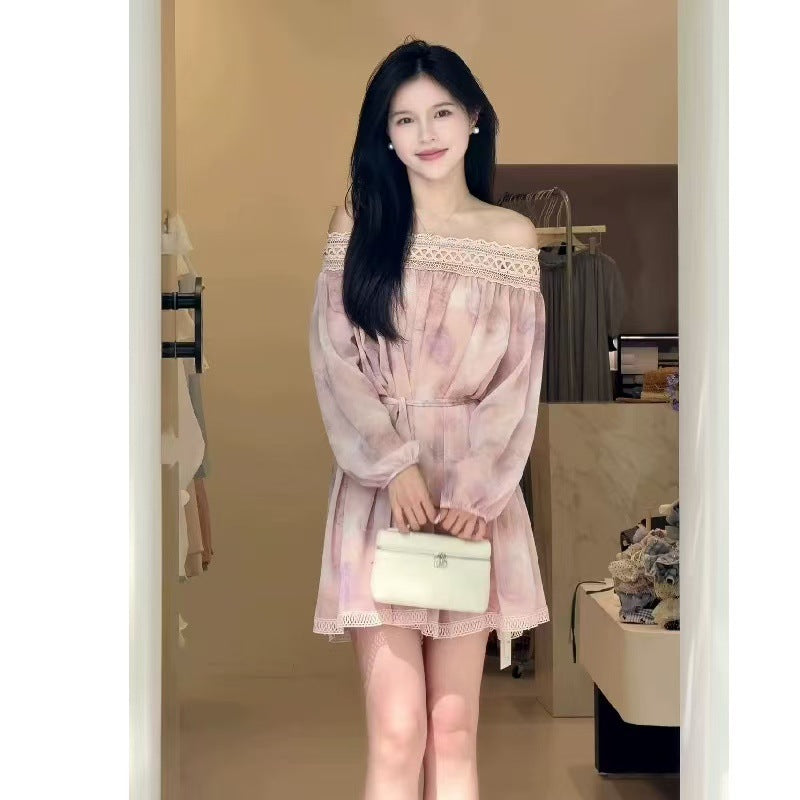 Off-Shoulder Floral Chiffon Summer Loose Dress For Women