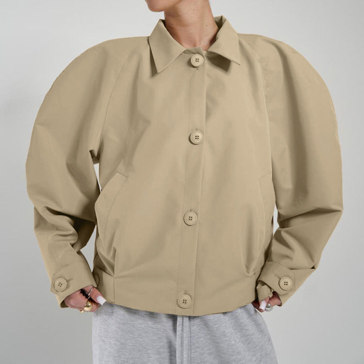 Notched-collar Long-sleeve Shirt And Asymmetrical Hem Skirt Set