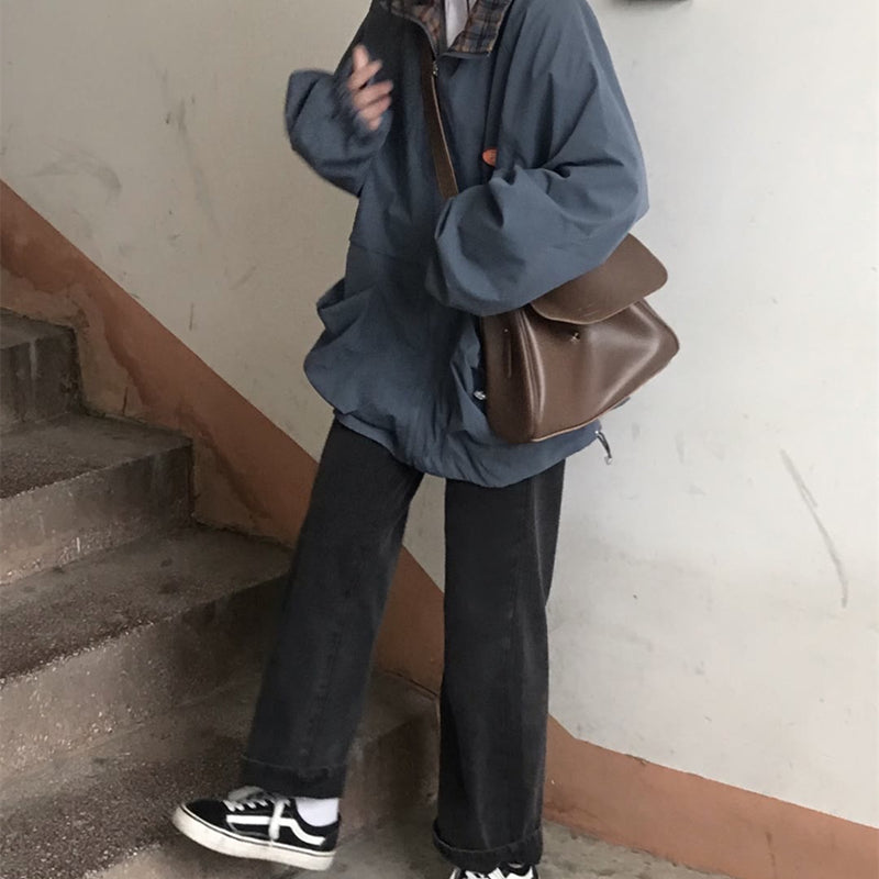 Women's Spring And Autumn Retro Winter New Loose Harajuku Style Both Sides Wear Jacket