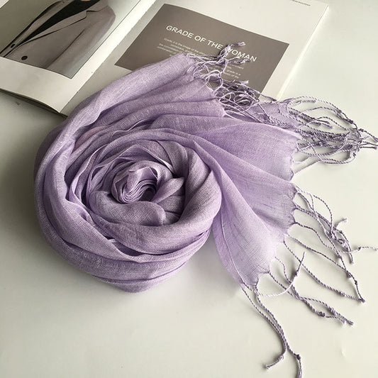 Thin Linen Candy Color Scarf Travel Holiday Sunscreen Shawl