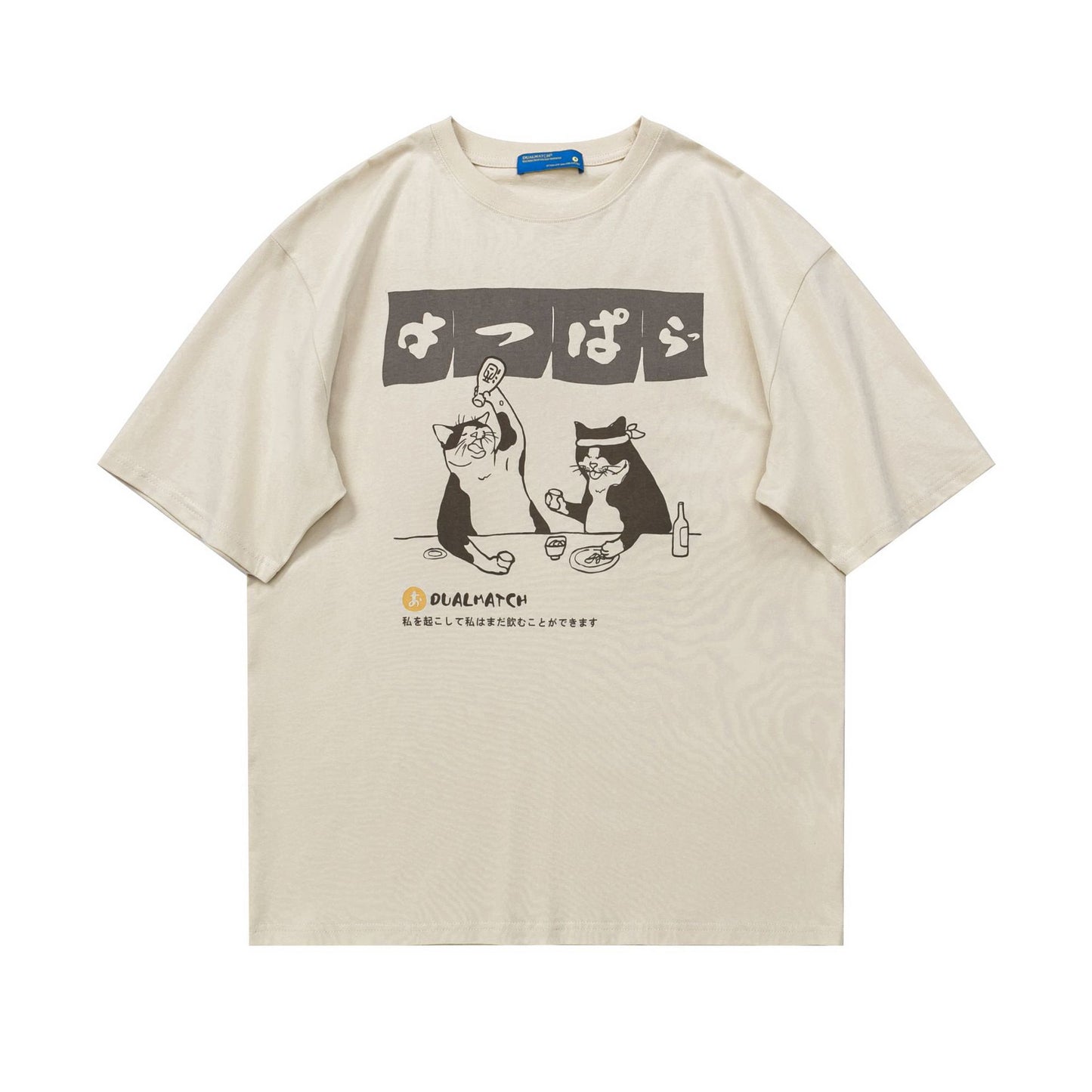 Letter Cartoon Print Breathable Loose Round Neck Short Sleeve T-Shirt