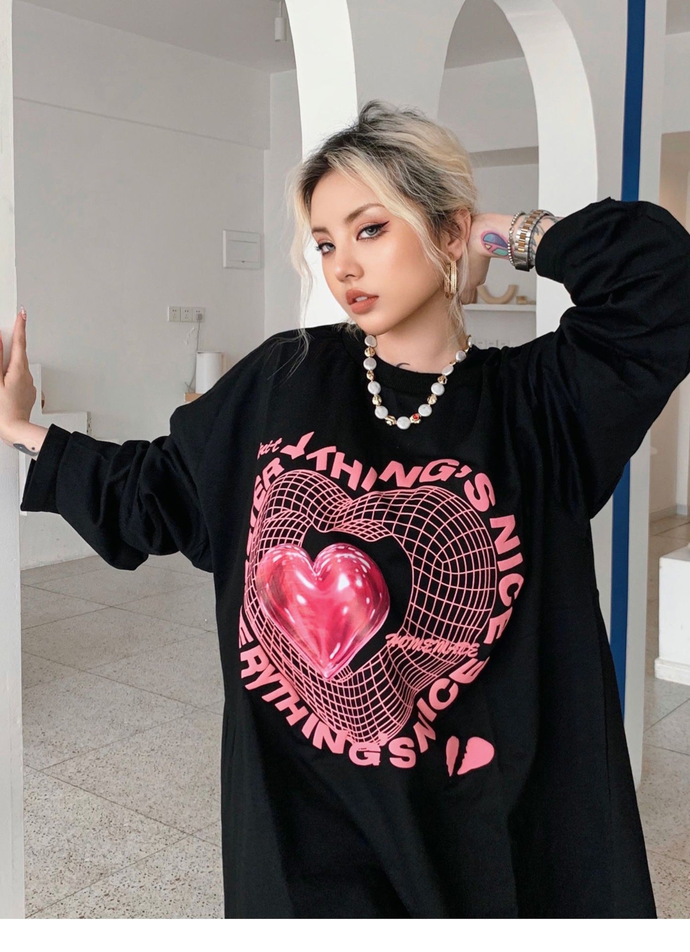 Love Long Sleeve Sweater Women's Thin Ins Loose