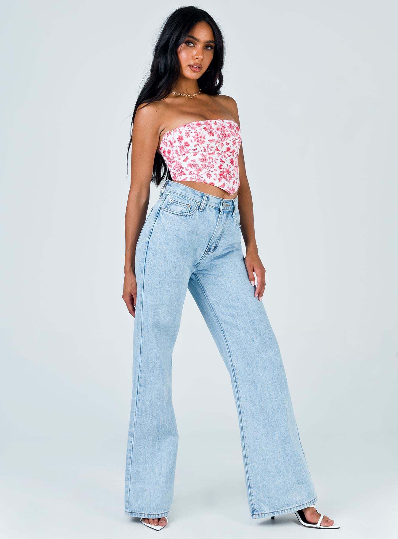 Printet stropløs sommertop til kvinder Slim Fit, mavekorte Hot Girl-top