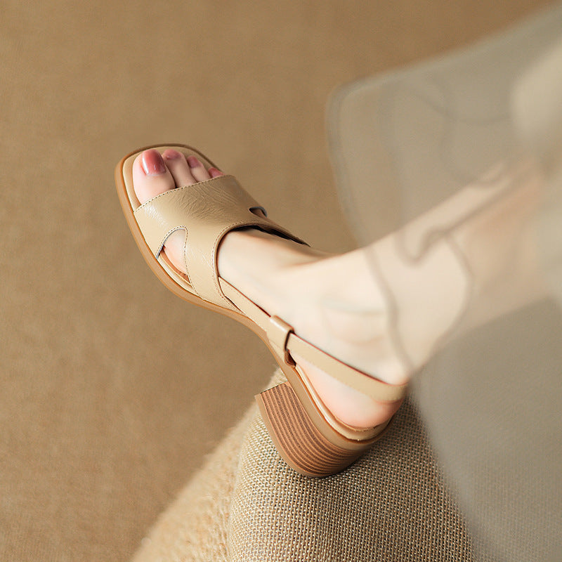 Womens Casual Square-toe Open-toe Sandals