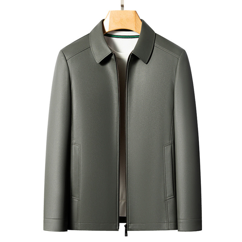 Versatile Men's Lapel Leather Jacket