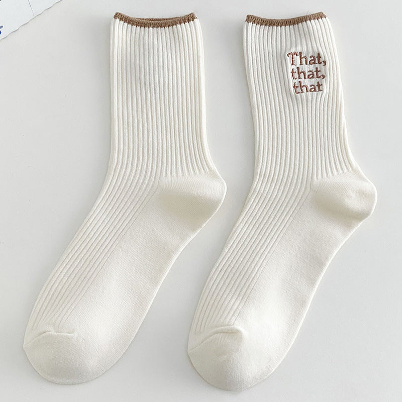 New Women's Cute Letter Embroidery Socks