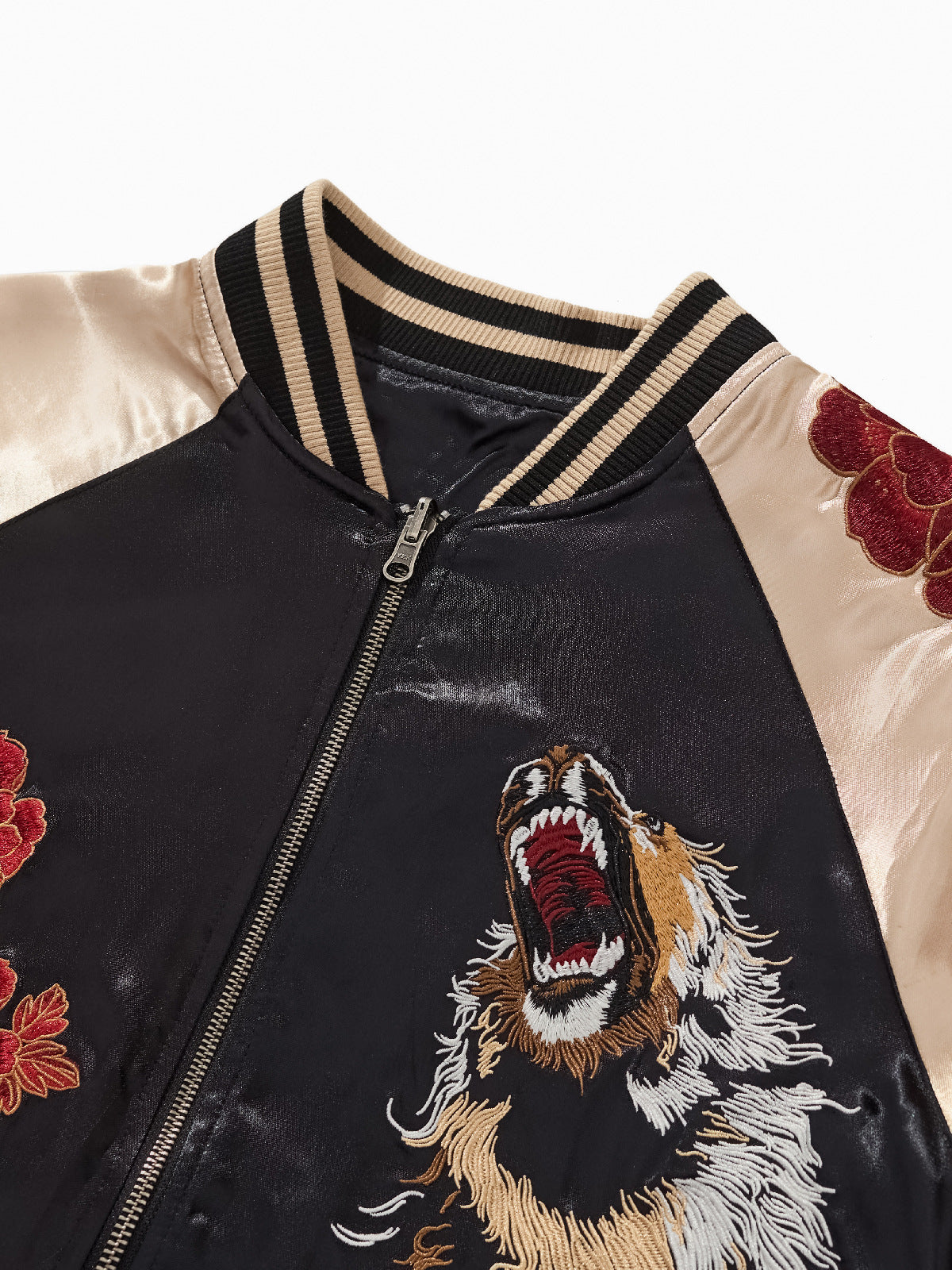 Heavyweight Nine Tailed Fox And Lion King Embroidered Baseball Jacket