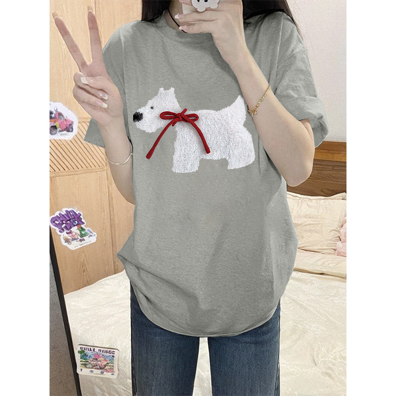 Gray Cotton Short-sleeved Small Design