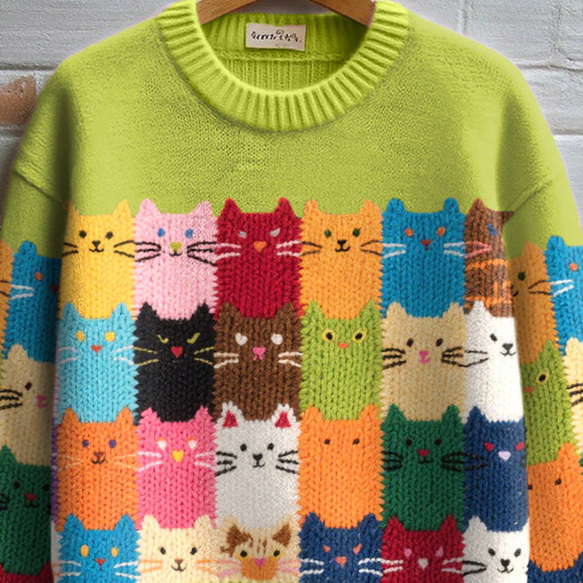Womens Faux Wool Crew-neck Sweatshirt