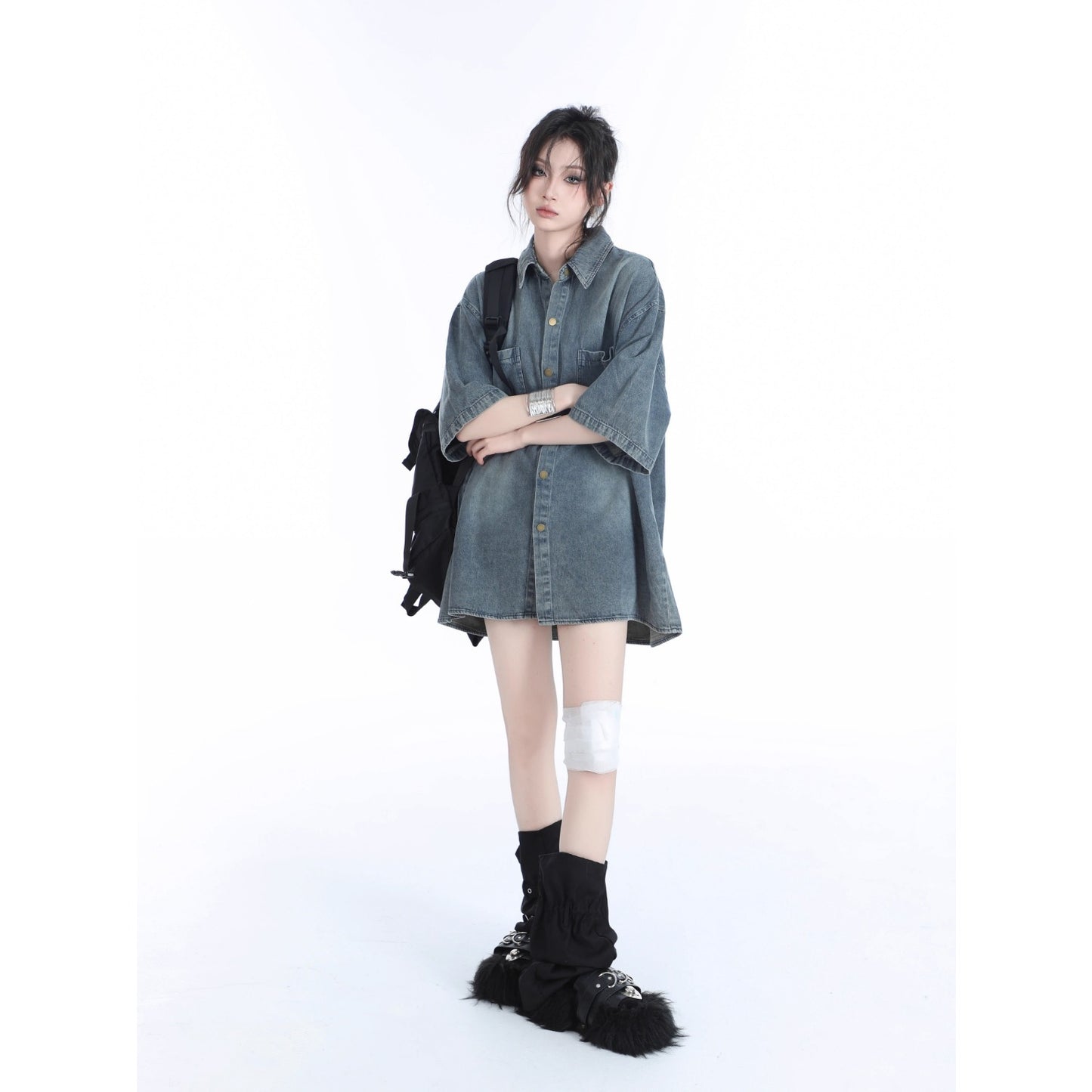 American Retro Heavy Wash Denim Short Sleeve