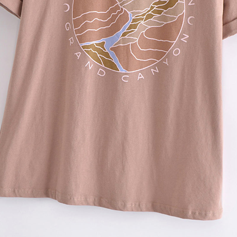 European And American Retro Bohemian Print T-shirt Women's Round Neck Pullover