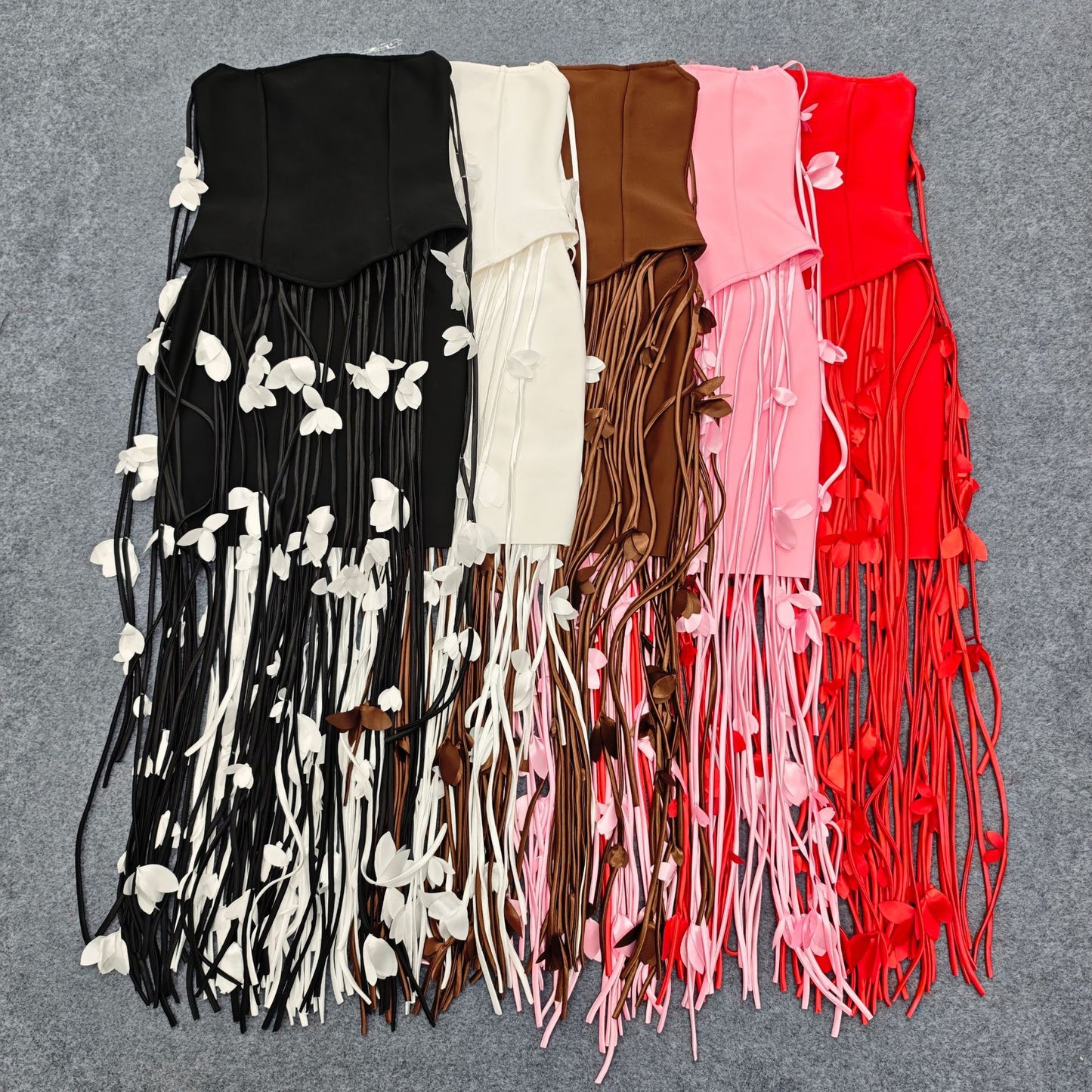 Women's European And American-style Sexy Strapless Tassel Bodycon Dress
