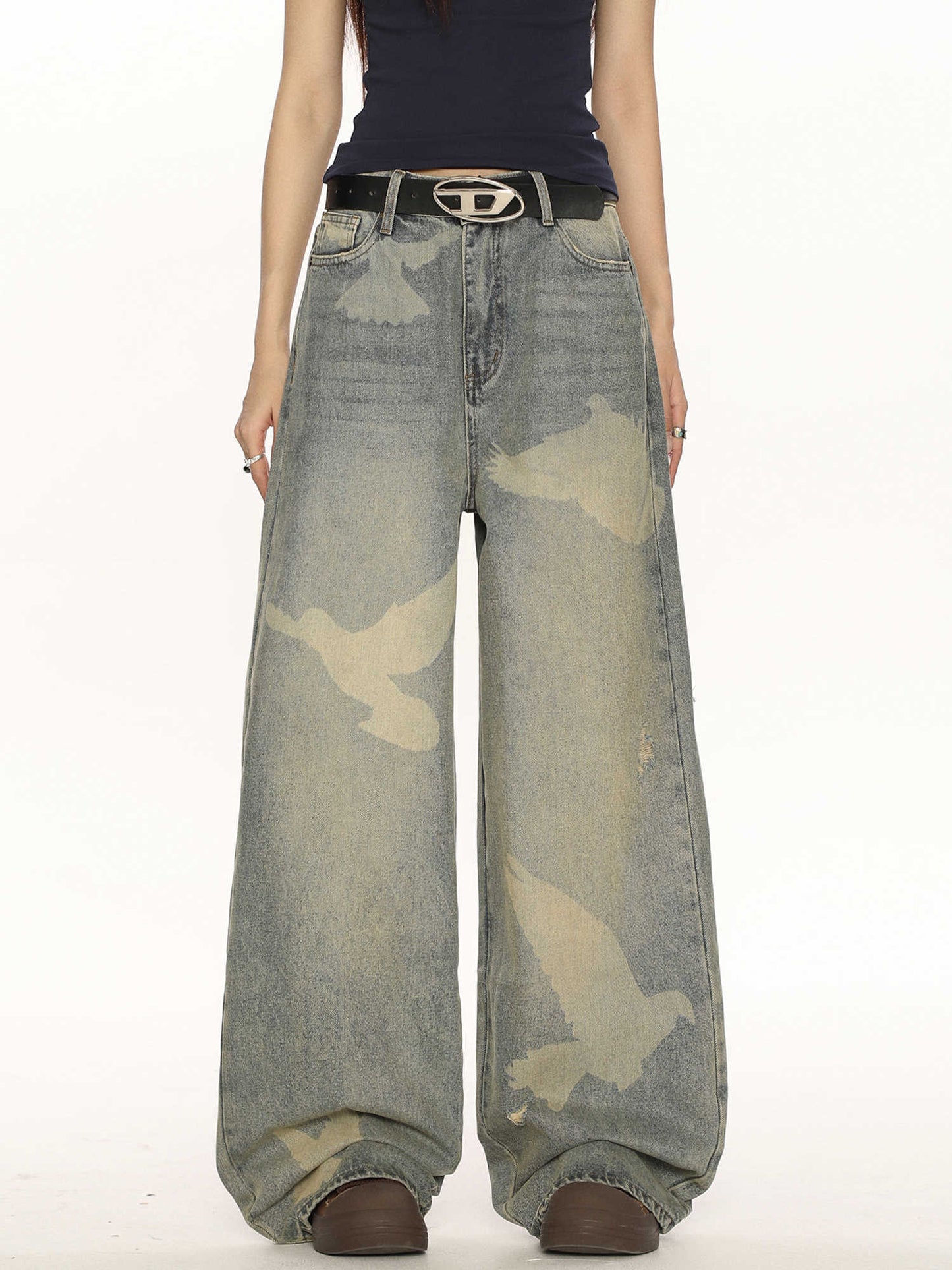 Høj kvalitets jeans med personligt print af due