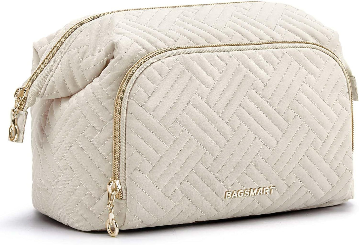 Large Wide-opening Quilted Makeup Bag