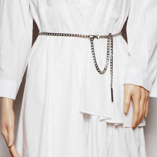 Korean Style Fashion Decorative Skirt With Gold Metal Belt