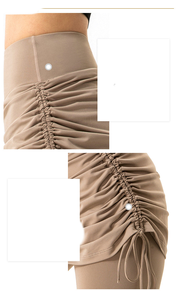 High Waist Yoga Pants Drawstring Strap Half Body