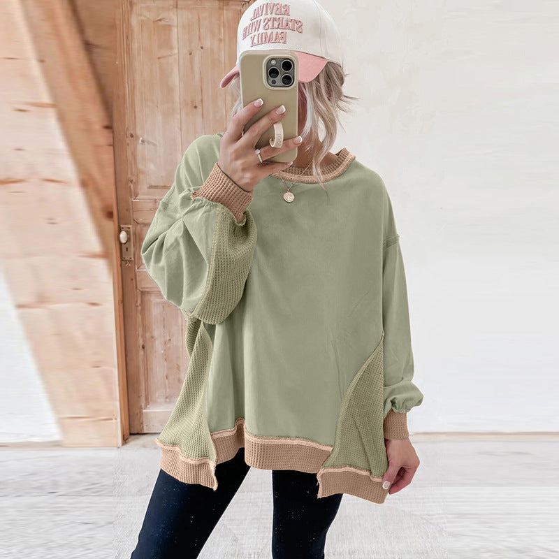 Ny rundhalset langærmet afslappet alsidig hoodie