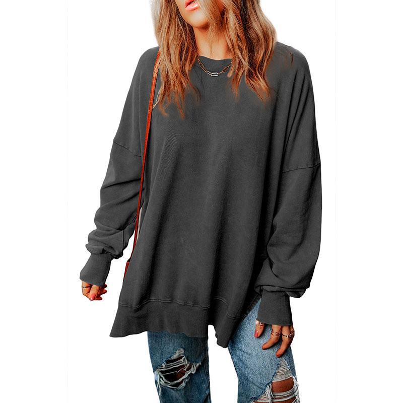 New Solid Color Loose Pullover Top Women