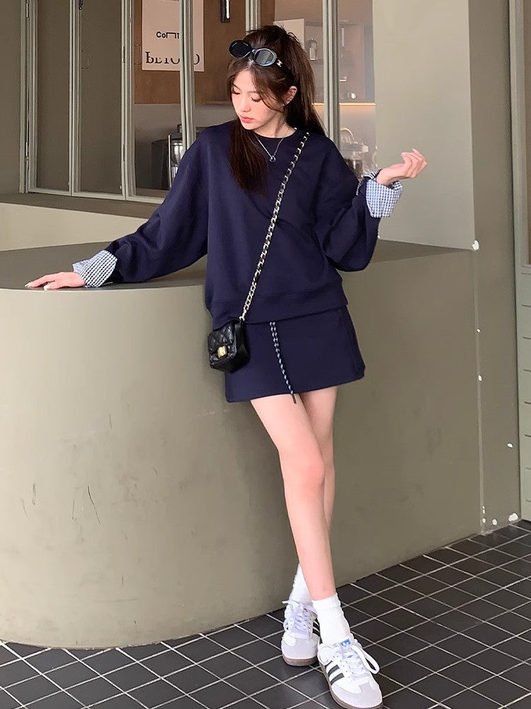 Petite Korean-style Outfit With A High-end Lazy Sweatsuit
