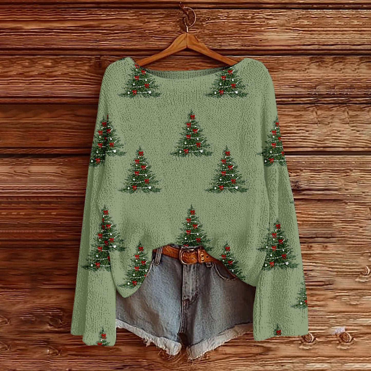 Off-the-Shoulder Pullover Sweater With 3D Print