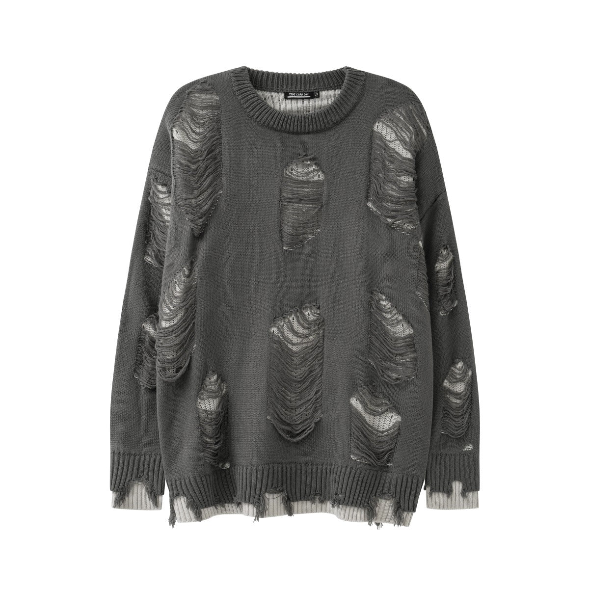 Fake Two-piece Hole Oversize Design Sense Idle Style Couple Sweater