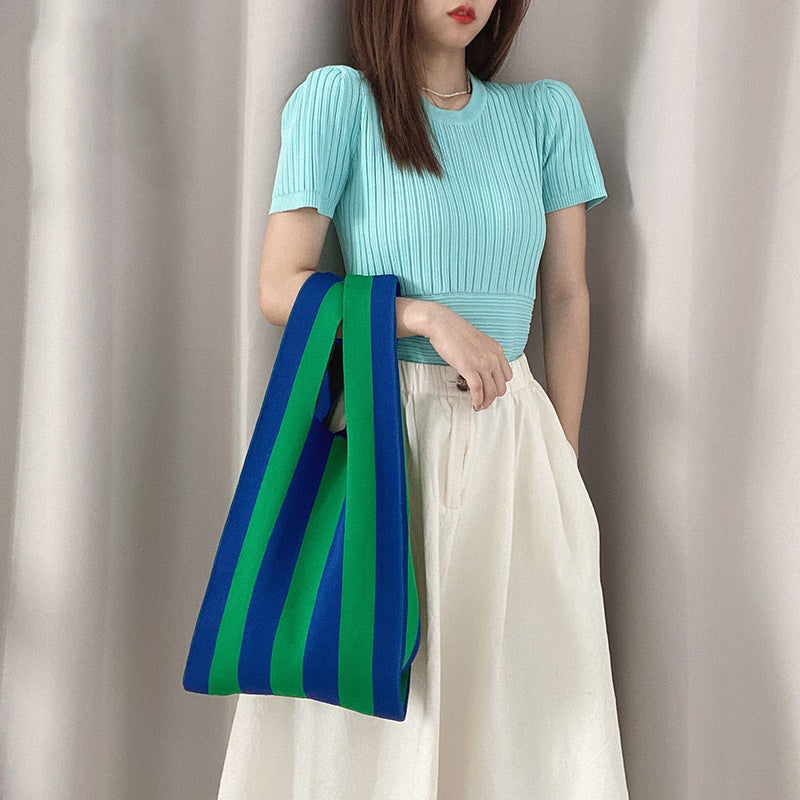 Creative And Simple Vest Shape Woolen Knitted Handbag