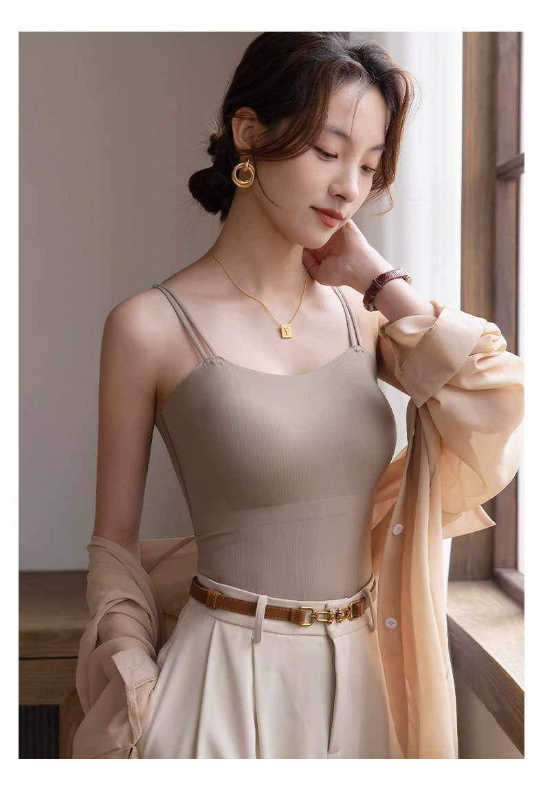 One-piece Push Up Breast Holding Long Underwear Spaghetti-strap Slip