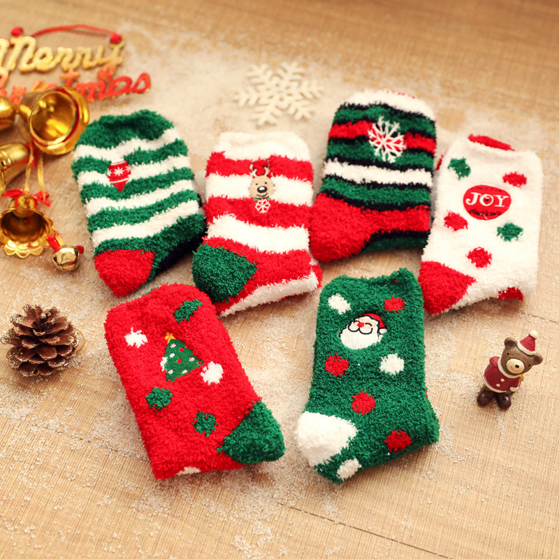 New Coral Velvet Christmas Socks