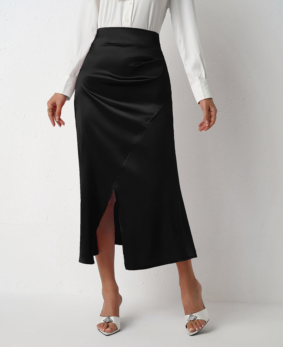 Pleated European And American Skirt Zipper Fishtail