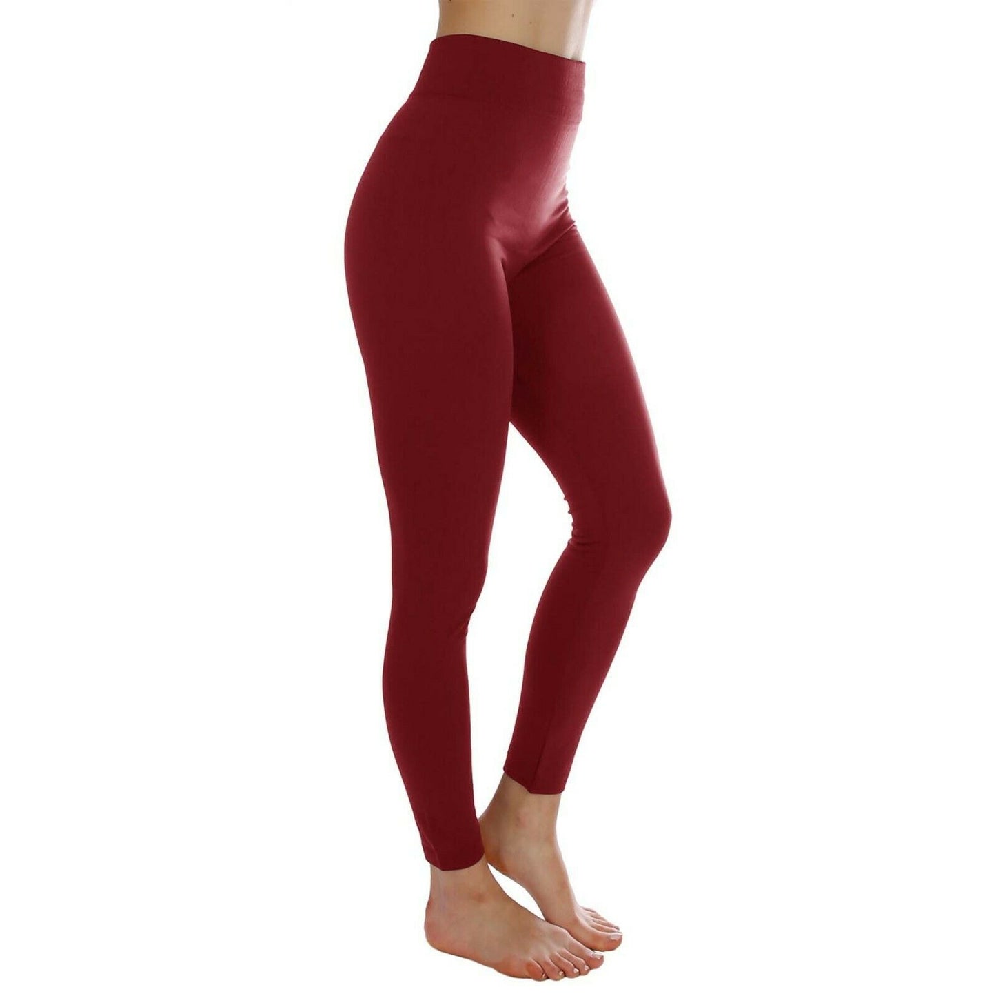Ensfarvede højtaljede skinny mælkesilkebukser med stræk