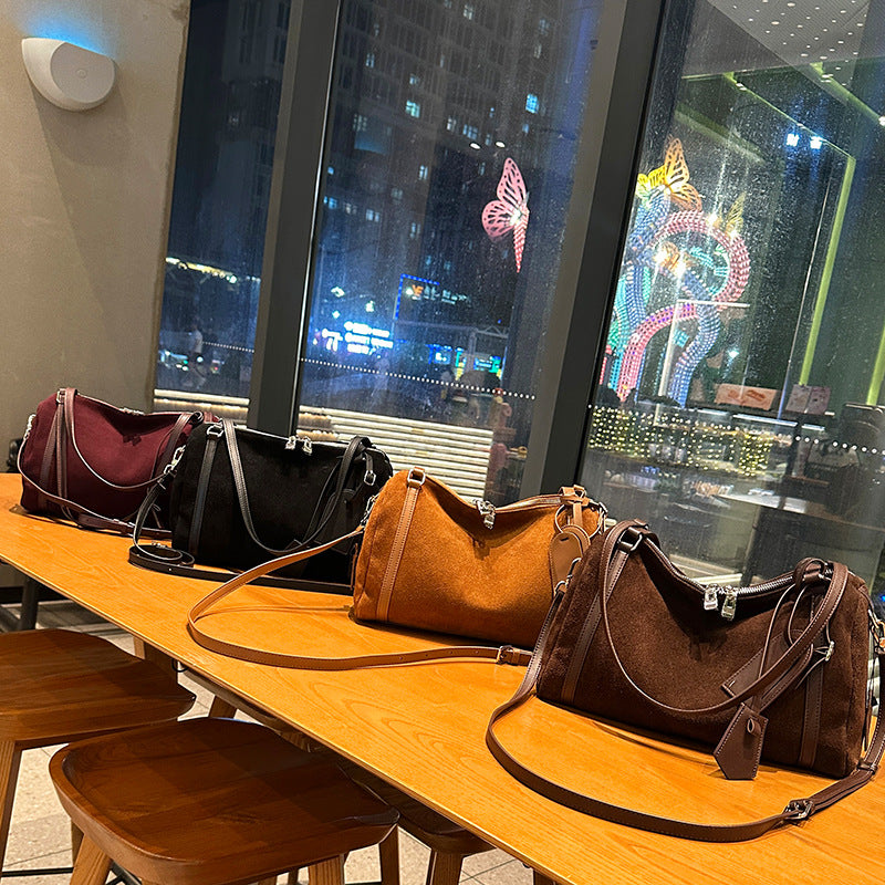 Matte Leather Retro Crossbody Bag In European And American Style