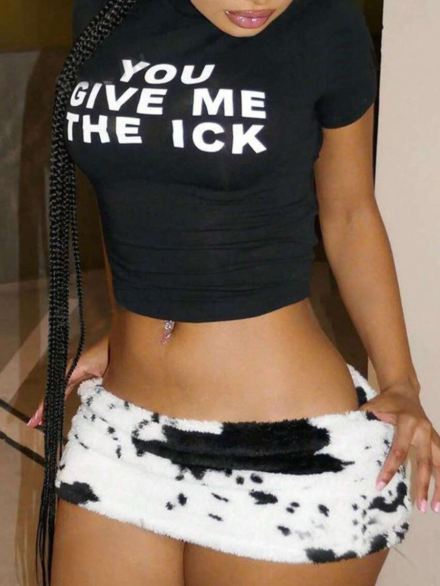 New Printed Short T-shirt Top