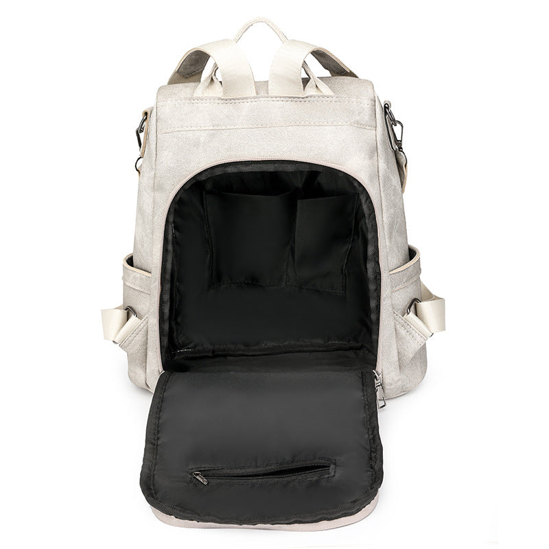 Women's Soft Leather Backpack Bag Leisure Commute Simple Travel Schoolbag