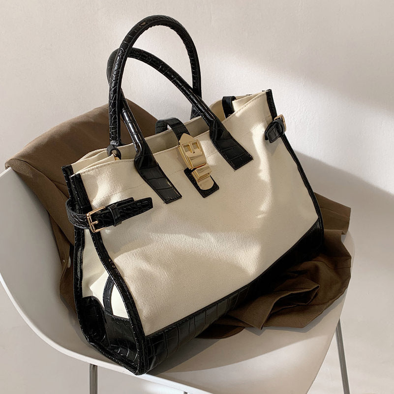 Textured Contrast Color Stylish Messenger Big Bag