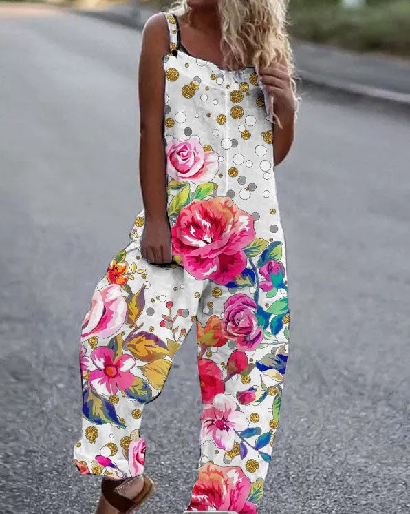 Printed Loose Cotton And Linen Suspenders