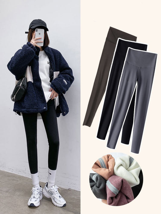 Shark Pants Tight Height Waist Abdominal Lifting Buttock Pants Black Outer Wear Yoga Plus Velvet Leggings