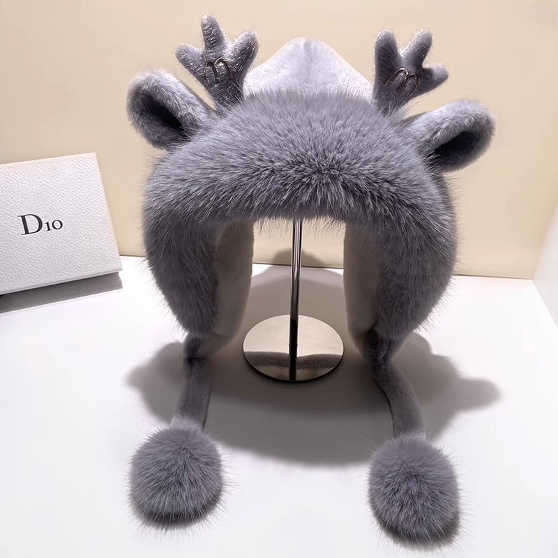 Plush Knitted Hat Women's Winter