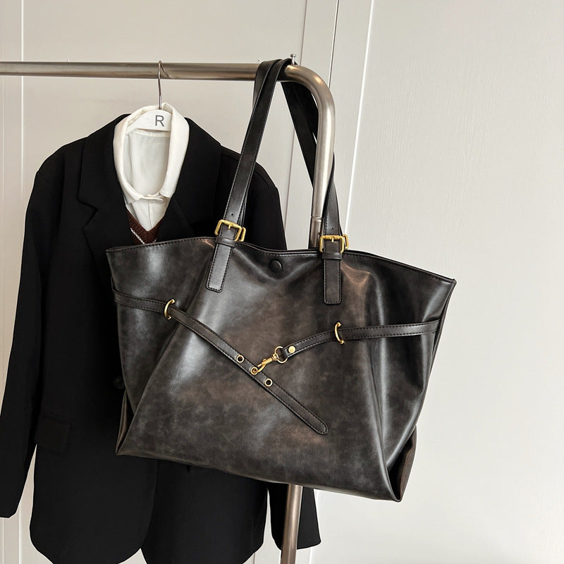 Women's Large-capacity Retro Brown Shoulder Bag