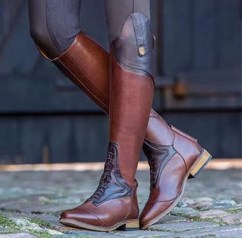 Comfortable Low Heel 40-43 Women's High Top Rider Boots