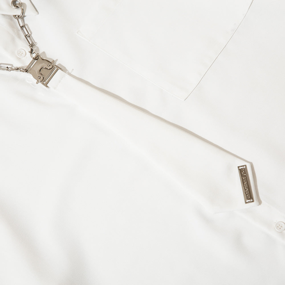 Tie Decorative Long-sleeved Shirt For Boys Autumn Loose Preppy Style