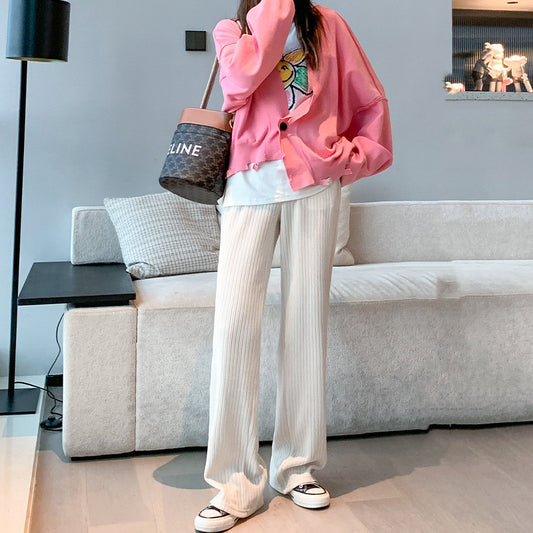 Casual Padded White Corduroy Trousers