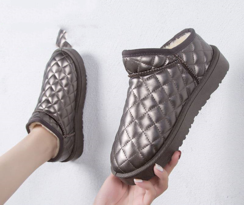Korean Version Of All-match Flat Bread Shoes Plus Velvet Short Boots