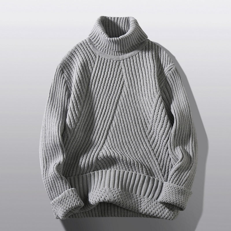 New Knitted Men's Thickened Casual High Neck Sweater