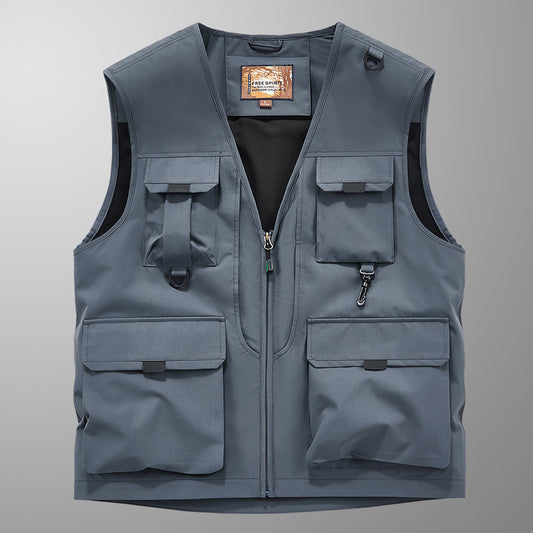 Frock Vest Men's Coat Fishing Multi-pocket Vest