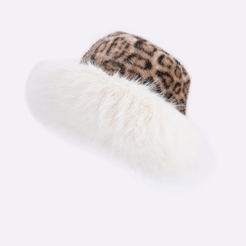 Efterår Og Vinter Plys Leopardprint Mongolske Kasket Fortykket Kuldebeskyttelse