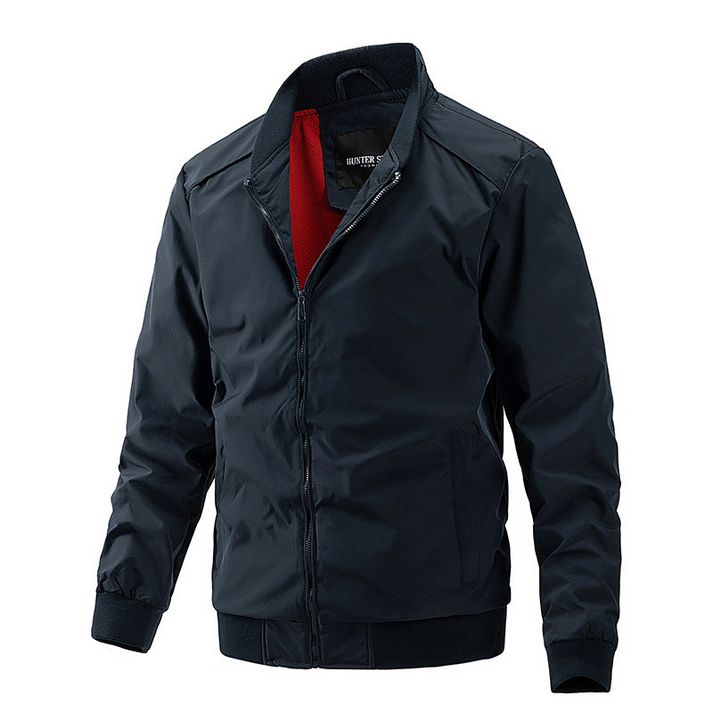 Men's Stand Collar Jacket Thin Baseball Jacket Zipper Coat