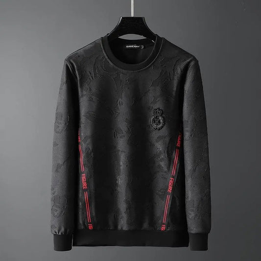 Rundhalset Sweater Langærmet T-shirt til Mænd Sort